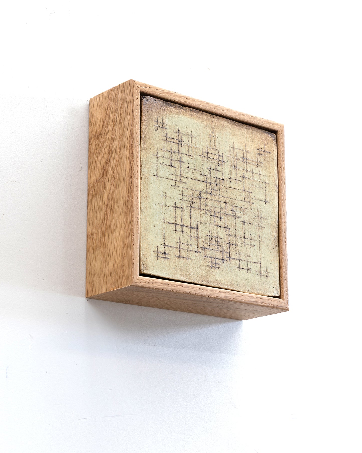 Survival 08 - Ceramic panel - 6 x 6 x 2 inches framed