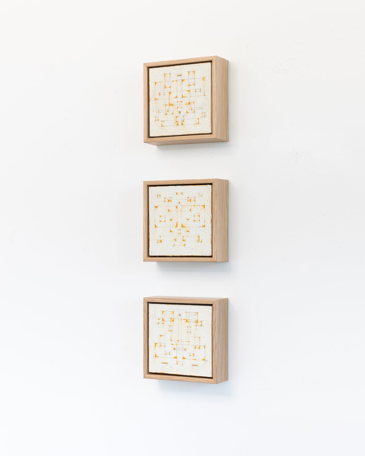 Moments 13, 14, 15 - Acrylic on Panel - 6 x 6 x 2 inches each - framed triptych