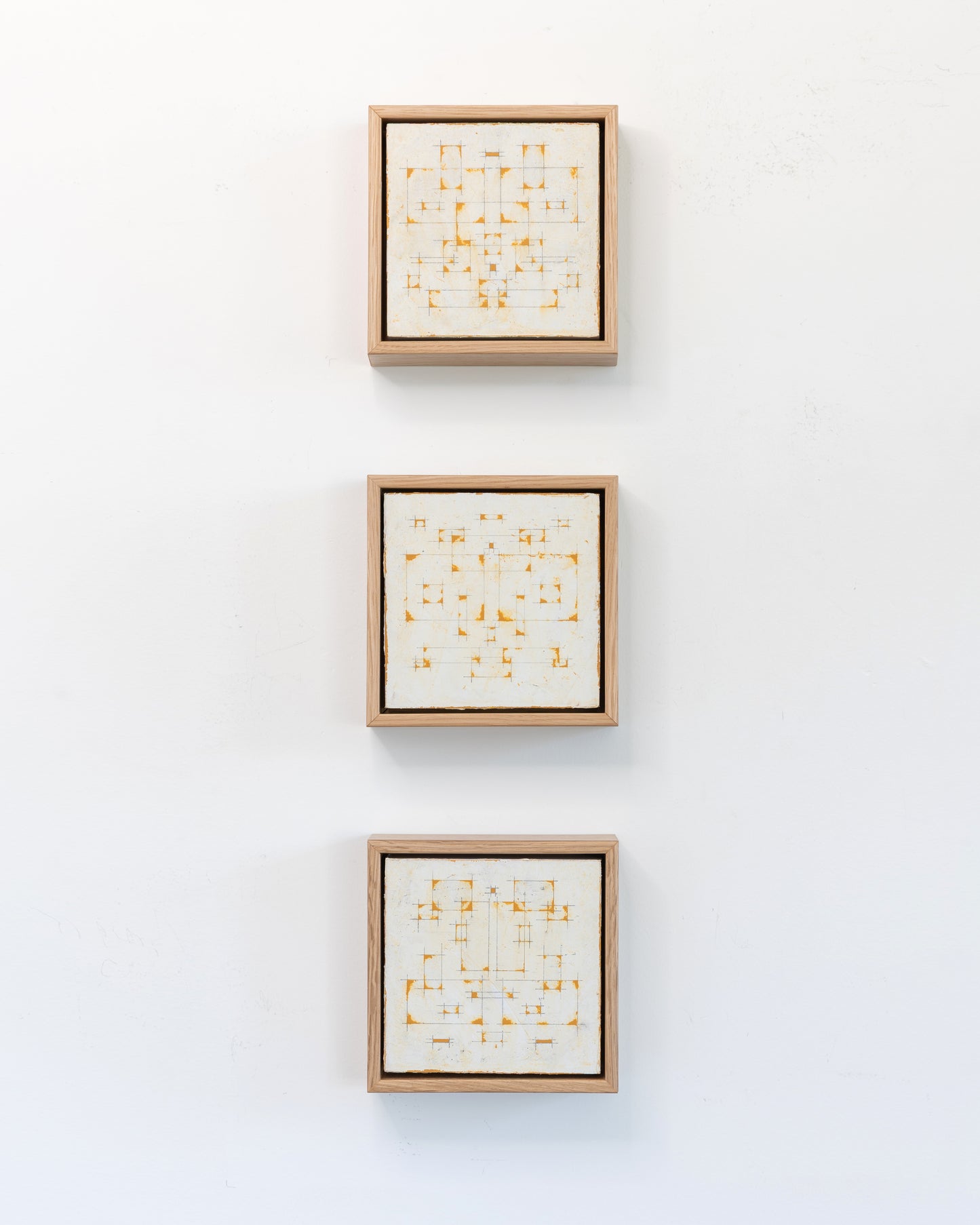 Moments 13, 14, 15 - Acrylic on Panel - 6 x 6 x 2 inches each - framed triptych