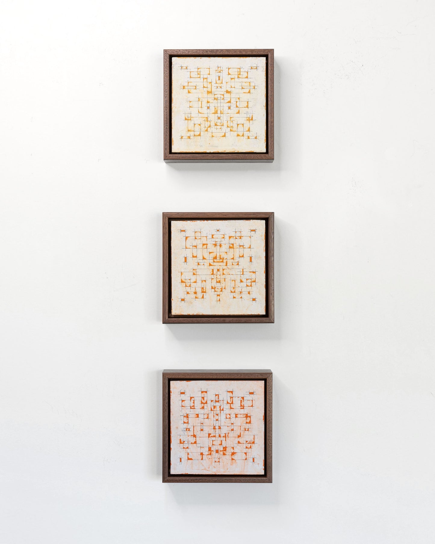 Moments 16, 17, 18 - Acrylic on Panel - 6 x 6 x 2 inches each - framed triptych