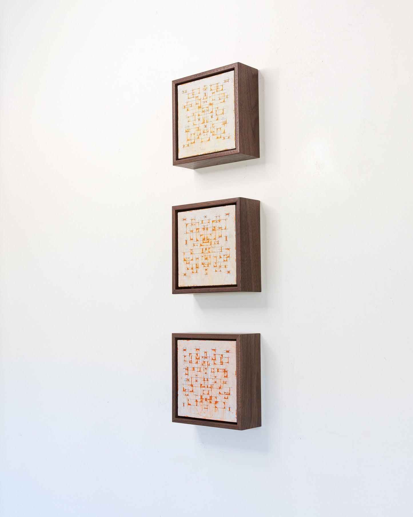 Moments 16, 17, 18 - Acrylic on Panel - 6 x 6 x 2 inches each - framed triptych
