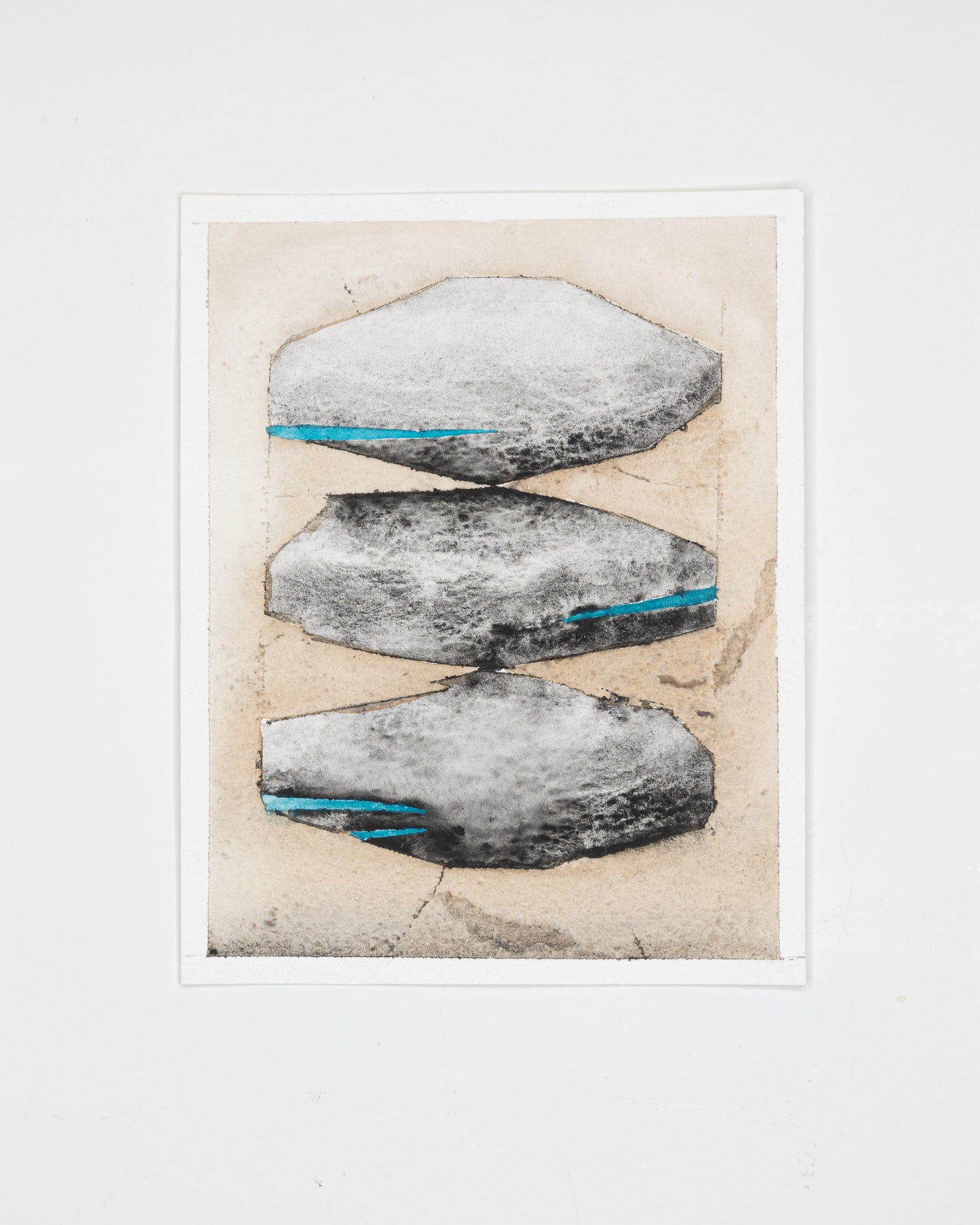 Three Stones With Blue - Original Watercolor - 5.5 x 7 inches