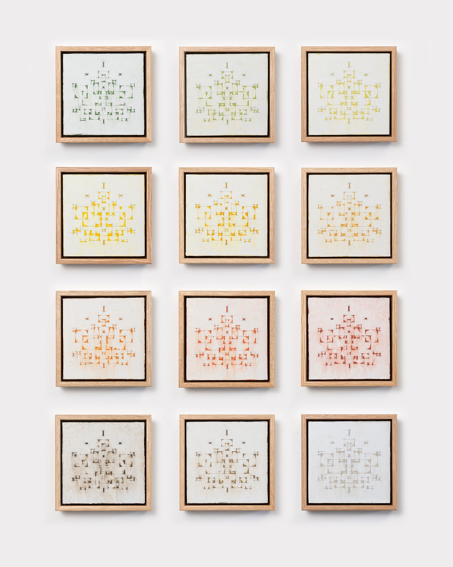 Falling - Acrylic on Panel - 12 paintings - Each 6x6x2 inches framed