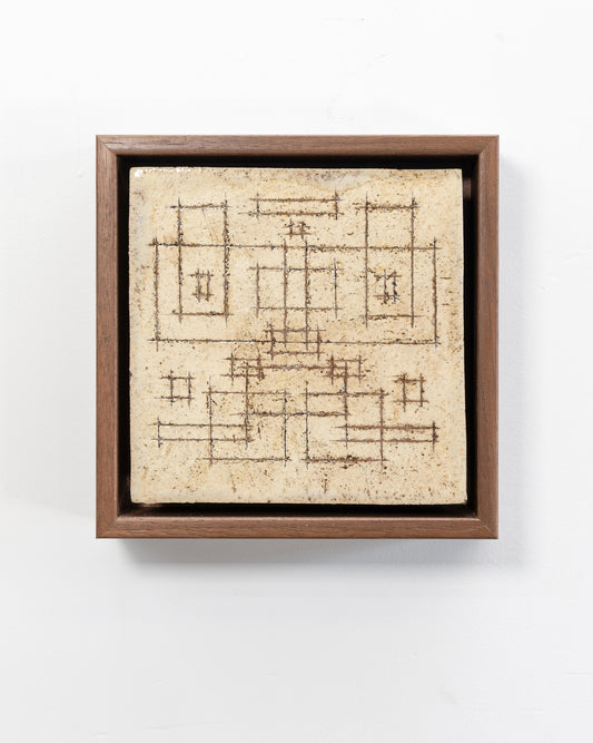 Survival 01 - Ceramic panel - 6 x 6 x 2 inches framed