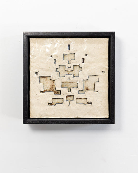Survival 02 - Ceramic panel - 6 x 6 x 2 inches framed