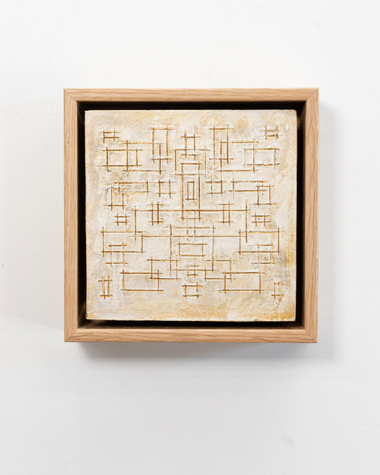 Survival 03 - Ceramic panel - 6 x 6 x 2 inches framed