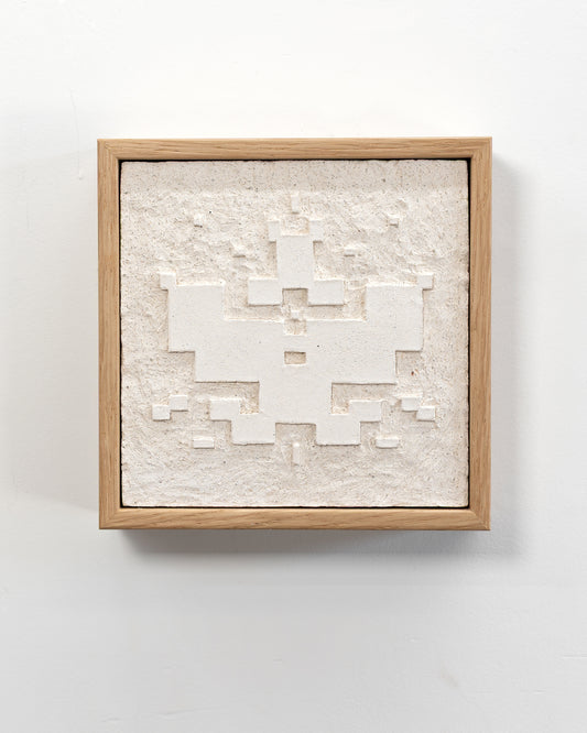 Survival 04 - Ceramic panel - 6 x 6 x 2 inches framed