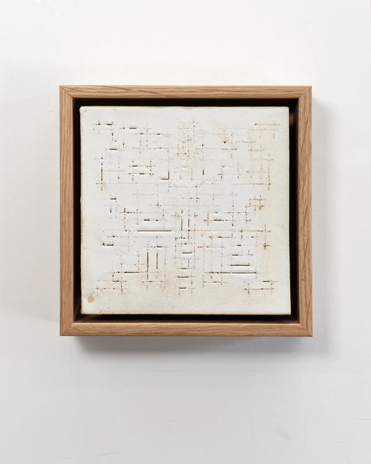 Survival 07 - Ceramic panel - 6 x 6 x 2 inches framed