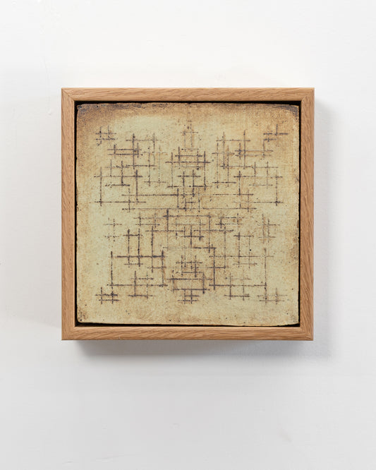 Survival 08 - Ceramic panel - 6 x 6 x 2 inches framed